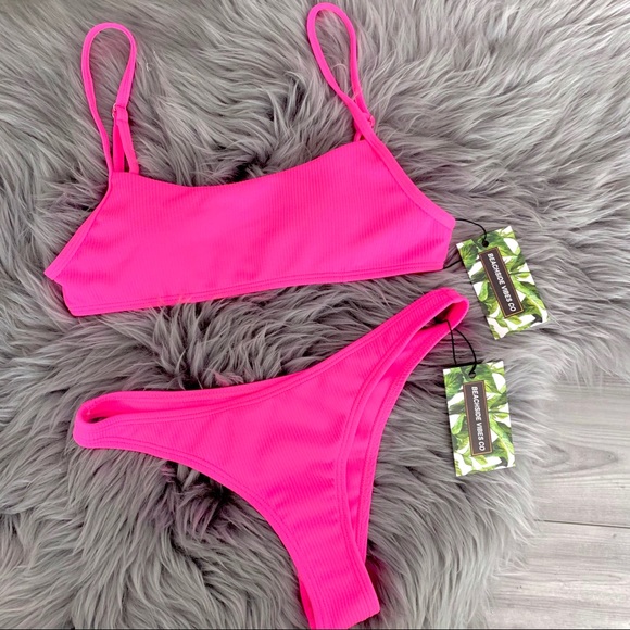 Beachside Vibes Co Other - Neon Pink Ribbed Bikini NWT